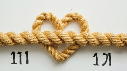 A decorative rope knot shaped like a heart, symbolizing love and connection in everyday life.