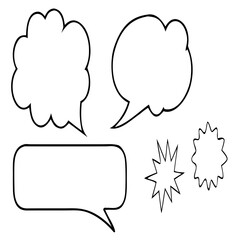 Hand-Drawn Comic Speech Bubbles – Doodle Chat Balloon Vector Set – Doodle Comic Chat Balloons – Hand-Sketched Speech and Thought Bubble Vector Pack – set of comic speech bubbles – Talk bubble 