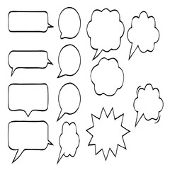 Hand-Drawn Comic Speech Bubbles &ndash; Doodle Chat Balloon Vector Set &ndash; Doodle Comic Chat Balloons &ndash; Hand-Sketched Speech and Thought Bubble Vector Pack &ndash; set of comic speech bubbles &ndash; Talk bubble 