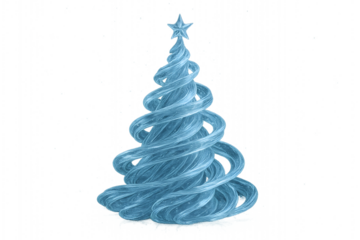 A contemporary Christmas tree made of frozen translucent ribbons. A clean, elegant winter design ideal for high-end holiday branding and editorial projects.