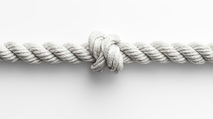 A close-up of a tightly knotted white rope against a clean white background, symbolizing strength and connection.