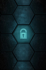 ネットワークセキュリティ、光る鍵とテクノロジー背景