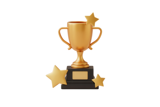 Celebrate your victories with this gleaming golden trophy, a symbol of success and achievement adorned with radiant stars, perfect for awards, contests, and recognizing outstanding performance