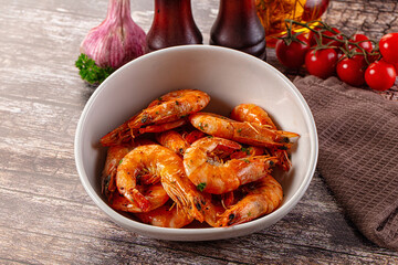 Delicous roasted tiger prawn snack