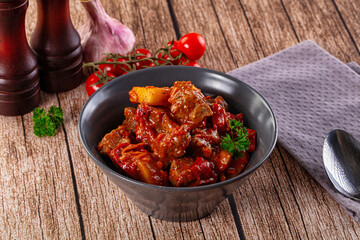 Stew Hungarian goulash with beef and vegetables