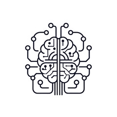 Artificial Intelligence Technology Illustration &ndash;AI Brain Circuit Concept