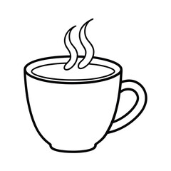 Hot coffee cup vector illustration with steam, a warm beverage icon for cafe and breakfast