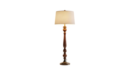 Elegant floor lamp with a warm, inviting glow, perfect for adding a touch of sophistication to any living space, its classic design and soft light creating a cozy and relaxing atmosphere isolated on t