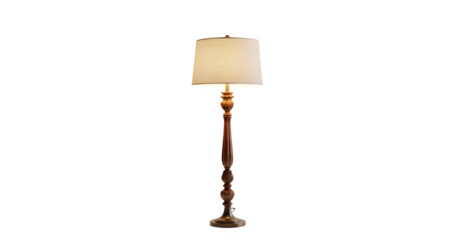 Elegant floor lamp with a warm, inviting glow, perfect for adding a touch of sophistication to any living space, its classic design and soft light creating a cozy and relaxing atmosphere isolated on t