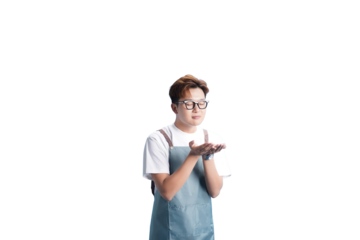 Warm gesture: A friendly individual gestures with outstretched hands in a welcoming stance, radiating warmth and approachability. Capturing human interaction and friendliness.