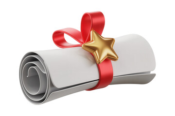 Celebrate academic success with this stunning diploma tied with a vibrant red ribbon and a golden star, perfect for graduation announcements and achievement recognition materials