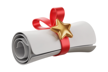 Celebrate academic success with this stunning diploma tied with a vibrant red ribbon and a golden star, perfect for graduation announcements and achievement recognition materials