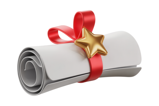 Celebrate academic success with this stunning diploma tied with a vibrant red ribbon and a golden star, perfect for graduation announcements and achievement recognition materials