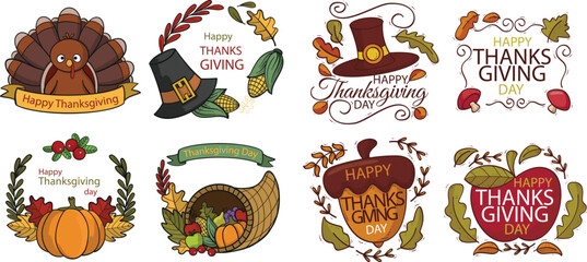 set of vector images of autumn trees