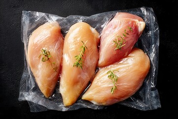 Fresh Raw Chicken Breasts With Herbs Ready for Cooking and Meal Prep