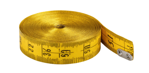 Rolled up yellow measuring tape