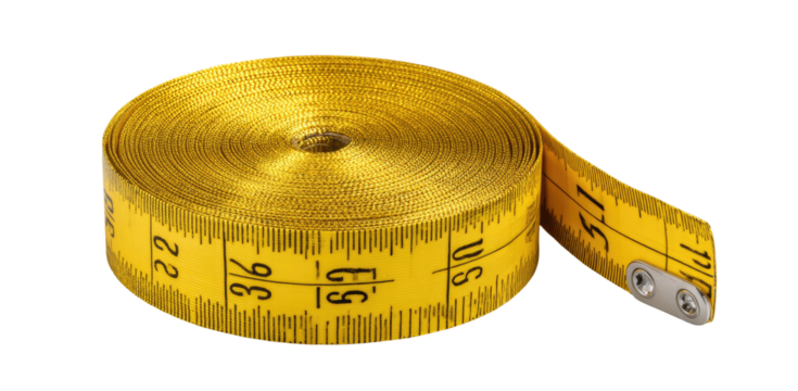 Rolled up yellow measuring tape