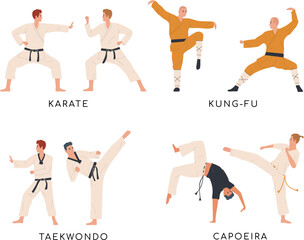 set of karate silhouettes