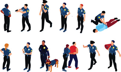 silhouettes of police vector design