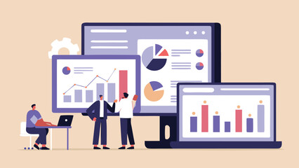 Obraz premium business people with graphs and charts