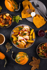Traditional Thanksgiving day dinner with turkey
