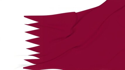 3D animation of the Qatar flag in maroon with a white serrated edge. Unique seamless loop, perfect for Arab Gulf content, oil business, and sports - Powered by Adobe