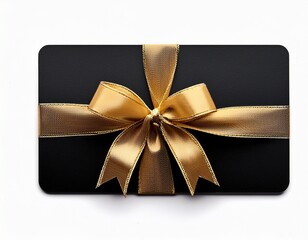 Sophisticated black gift card with a golden satin ribbon tied in a beautiful bow, perfect for expressing heartfelt sentiments.