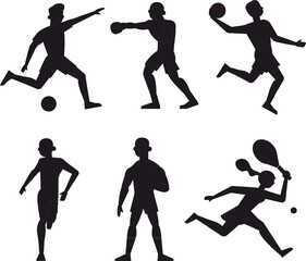set of silhouettes sport player