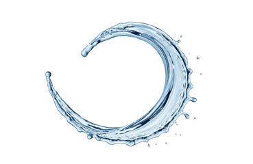 Elegant arc of water frozen in time, showcasing its smooth texture and dynamic form against a white backdrop, isolated on transparent background, perfect for conveying purity and refreshment