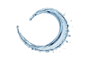 Elegant arc of water frozen in time, showcasing its smooth texture and dynamic form against a white backdrop, isolated on transparent background, perfect for conveying purity and refreshment