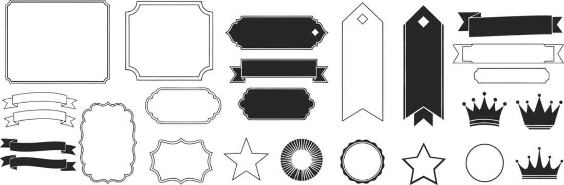 Vector collection of vintage frames banners and decorations