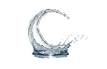Water splash in a wave shape isolated on transparent background captures the dynamic movement of liquid, creating a visually striking image with a sense of freshness and purity