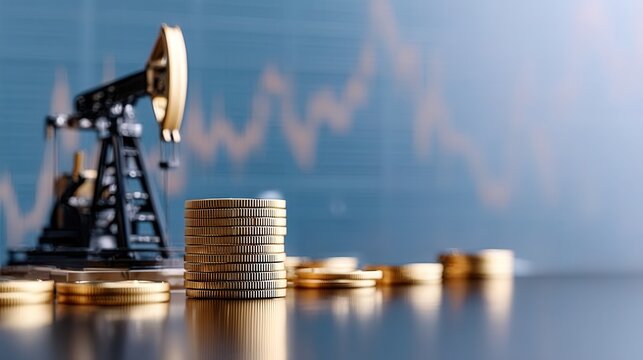 Investment Insights With Oil Pump Jack and Stacked Coins Highlighting Market Trends