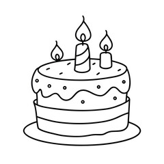 A sweet, delicious pink birthday cake vector illustration with candles and cream icing is perfect for a happy party celebration