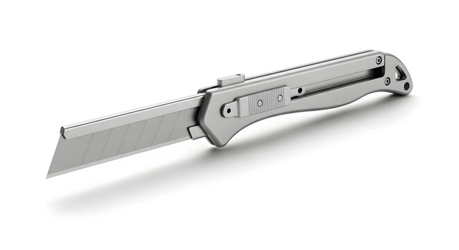 Utility knife cutter box cutter razor blade sharp metal silver tool stationery office equipment cut 100mm