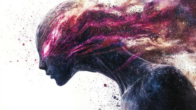 An abstract representation of the human mind, blending colors and textures to depict emotions and thoughts.