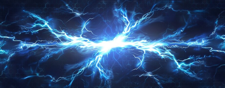 Vibrant electric blue lightning effects beautifully striking against a dark backdrop, creating dynamic visuals - Powered by Adobe