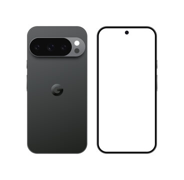 Google Pixel 10 Pro XL highlighting the triple camera. Realistic vector illustration.
