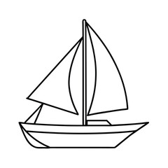 Nautical vector illustration of a sailing ship symbol isolated on a white background for marine travel and sport