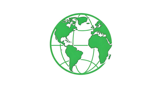 Green globe illustration depicting continents and oceans, symbolizing global connectivity and environmental awareness, ideal for eco-friendly projects and educational materials