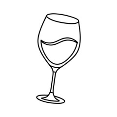 Clear, single, crystal glass with champagne, wine, and an empty wineglass on a white background