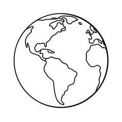 🌍 Vector illustration of the blue Earth globe icon, showing the continents of Europe and America for global travel and business on the world map