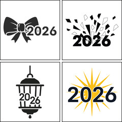 Four unique designs for the year 2026, isolated on white background