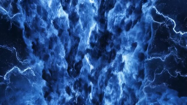 Abstract Thunder: A mesmerizing display of raw power unfolds as electric blue energy surges and crackles, capturing the volatile beauty of a storm's heart.