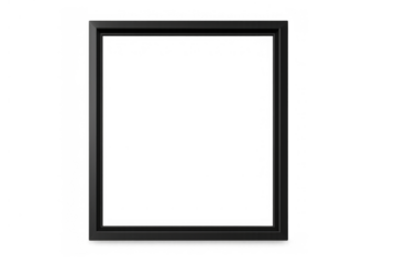 Empty black frame with soft shadows, offering a simple mockup for portraits and artwork. Transparent background included