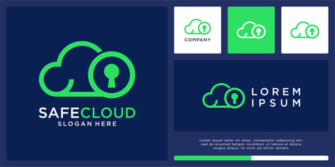 Safe cloud logo design with key