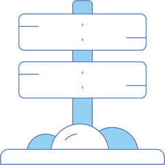 A Blue and White Stylized Two Tiered Signpost with a Rounded Base and Transparent Background for Directional Information and Text Placement