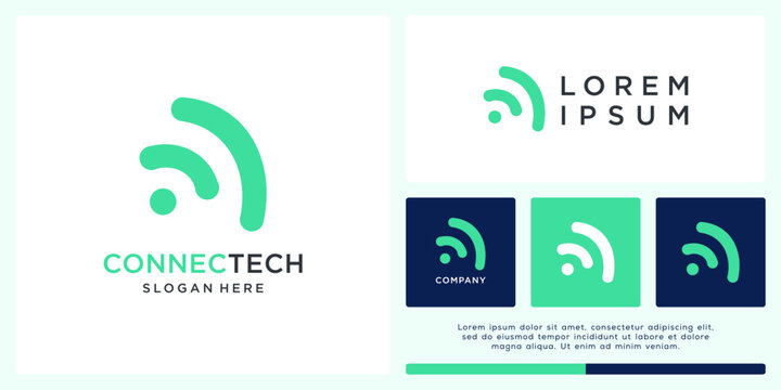 Connection tech logo design abstract signal - Powered by Adobe