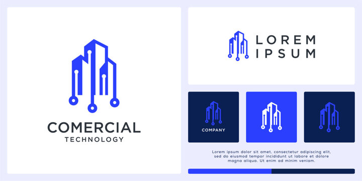 Commercial tech building logo design