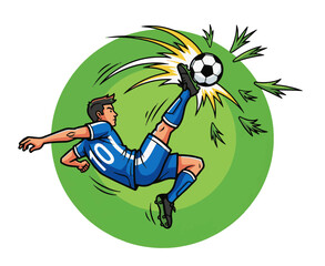 Dynamic Soccer Player Performing Bicycle Kick Illustration